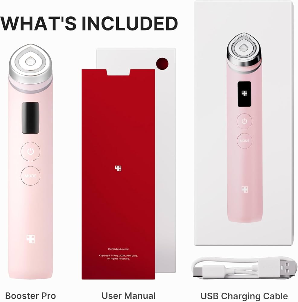 medicube Booster Pro | 6-in-1 Real Glass Glow Beauty Massager (Pink)