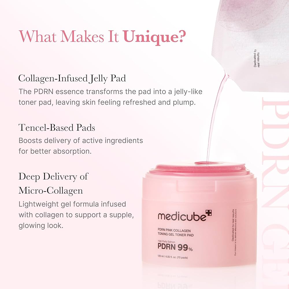 Medicube Pink Pdrn Collagen Toning Gel Toner Pad (70 pads)