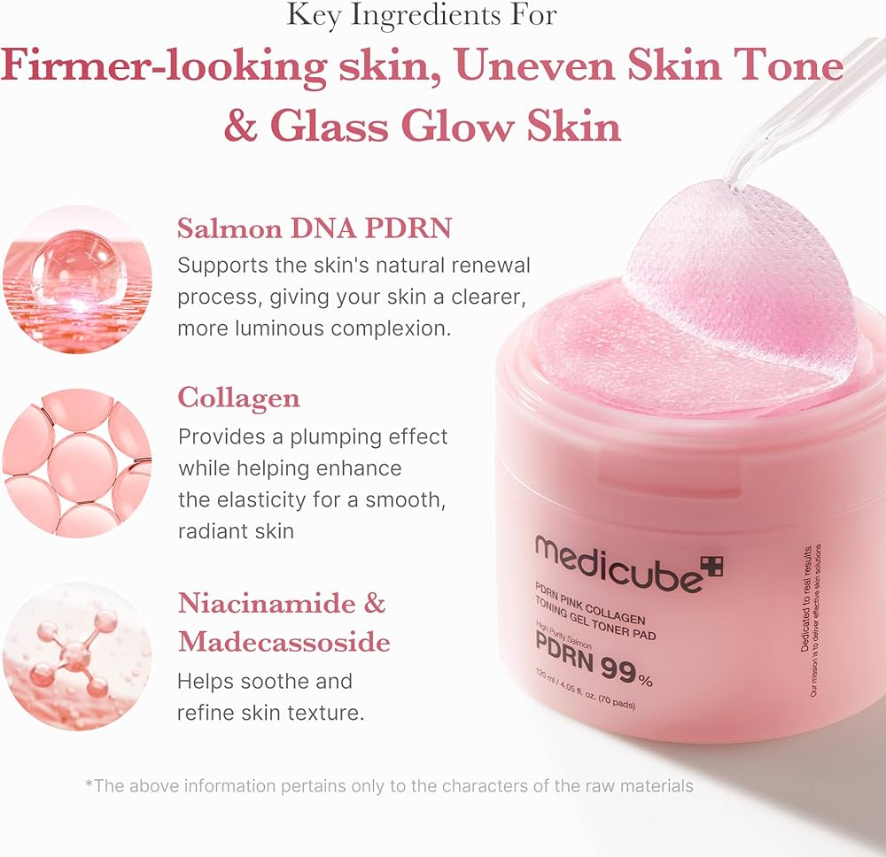 Medicube Pink Pdrn Collagen Toning Gel Toner Pad (70 pads)
